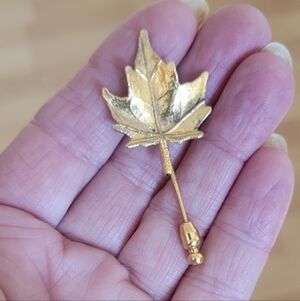 Gold Plated Maple Leaf Brooch